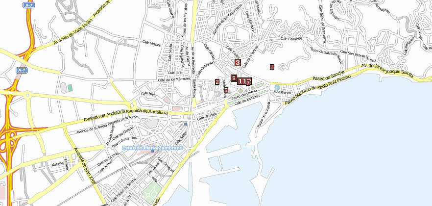 Reiseführer von Malaga und Reiseführer  im Stadtplan